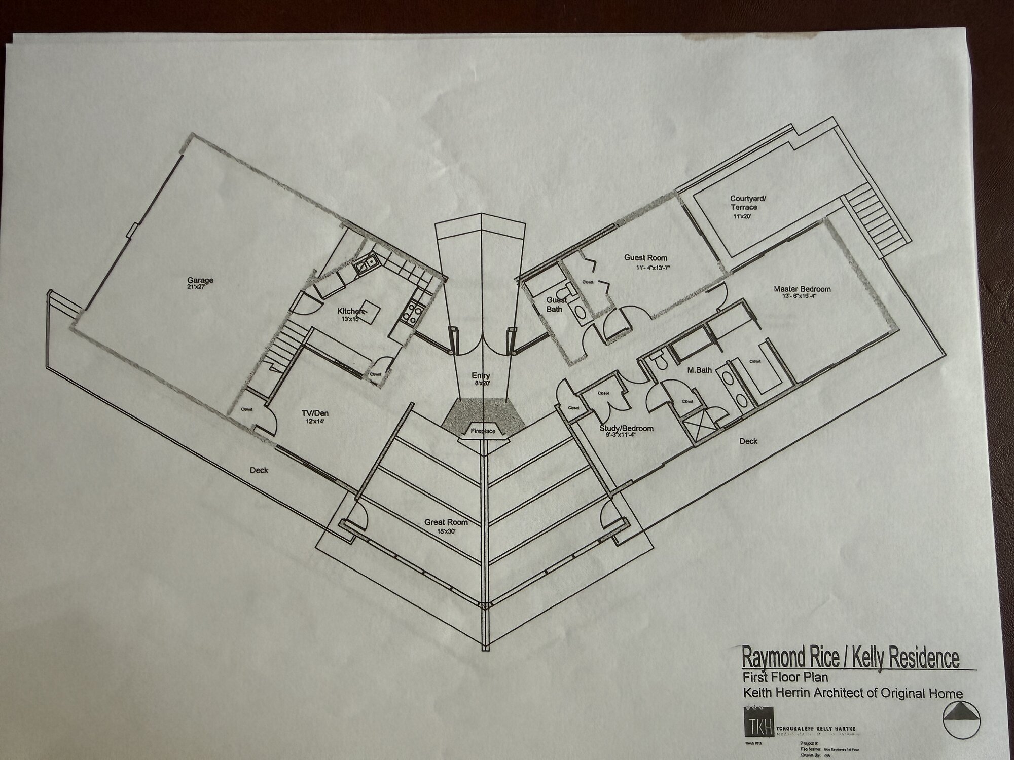 Original 1965 first floor architectural drawing by Keith Herrin